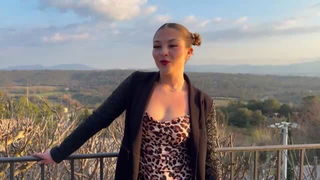 Steffy audition outdoors in blazer adult video