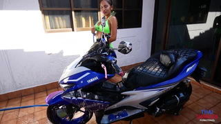 Asian bikini babe washes Yamaha adult sex scene