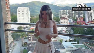 Nath Gomez balcony tease porn scene