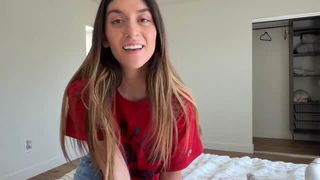 Aubry Babcock smiling on bed xxx video for adults