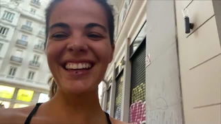 Brunette smiling on Madrid street xxx video for adults